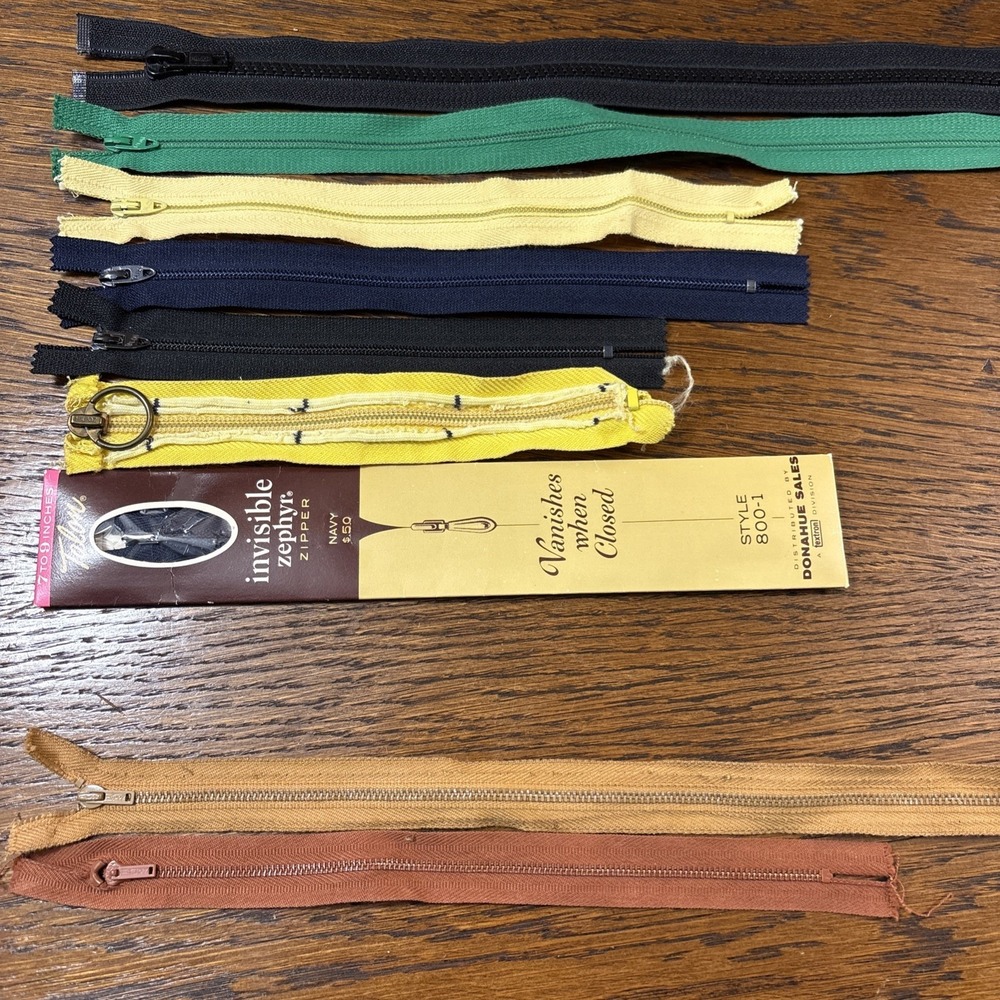 Lot Of Vintage Talon Zippers Mixed Sizes Colors Metal & Nylon